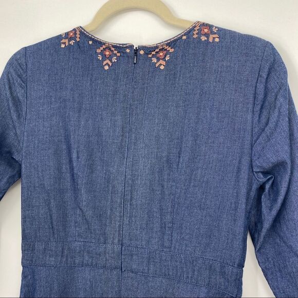 Eshakti Dress Chambray Embroidered XS Size 2 - Picture 9 of 11